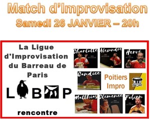 Affiche de Match d'Improvisation Ligue d'Improvisation du Barreau de Paris et Poitiers Impro