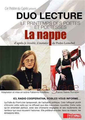 Affiche de Duo Lecture : La nappe - Printemps des Poètes et poétesses