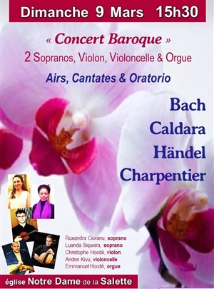 Affiche de Concert Baroque : 2 sopranos, violon, violoncelle et orgue