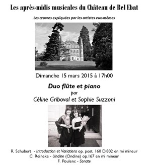 Affiche de Céline Griboval et Sophie Suzzoni : Duo flûte et piano