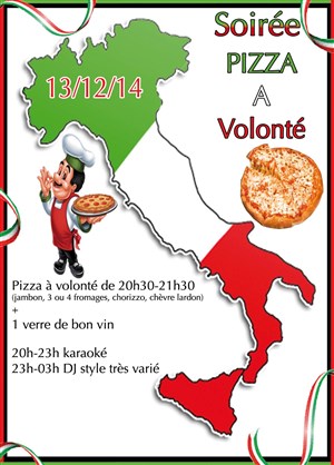 Affiche de Pizza à volonté + soirée animation DJ