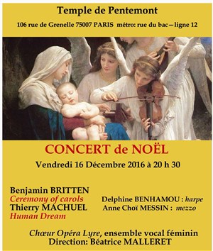 Affiche de Concert de Noël avec l'ensemble féminin Opéra Lyre