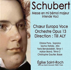 Affiche de Schubert : Messe en mi bémol majeur et Intende Voci