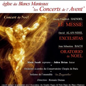 Affiche de Concert de Noël : le Messie de Haendel & Oratorio de Noel Bach ...