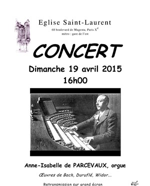 Affiche de Récital d'orgue par Anne Isabelle De Parcevaux