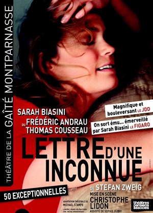 Affiche de Lettre d'une inconnue | avec Sarah Biasini