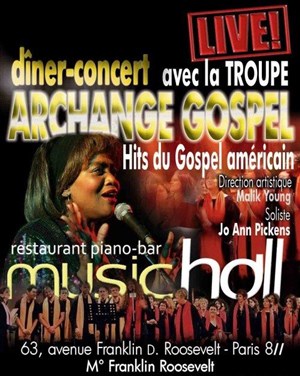 Affiche de Diner-spectacle avec Jo Ann Pickens et Archange Gospel au Music Hall !