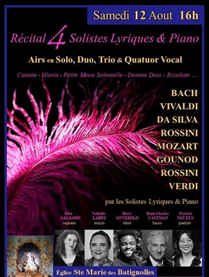 Affiche de Récital 4 Solistes Lyriques & Piano