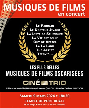 Affiche de Ciné-Trio : Concert n° 60 | Musiques de films Oscarisées