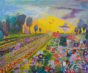 Affiche de Exposition Bottiglioni : Les Jardins colorés