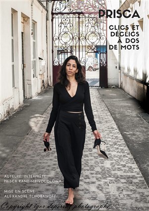 Affiche de Prisca dans Clics et déclics à dos de mots