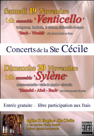 Affiche de Célébration de la Sainte Cécile par l'ensemble Venticello