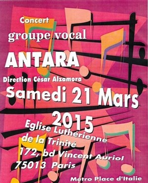 Affiche de Concert du groupe vocal Antara (choeur à 4 voix)