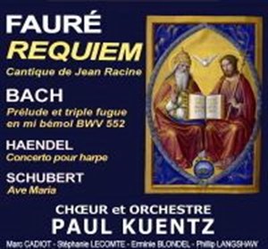 Affiche de Bach, Prélude et triple Fugue en mi bémol BWV 552 Fauré Requiem et Cantique de Racine Haendel Concerto pour harpe