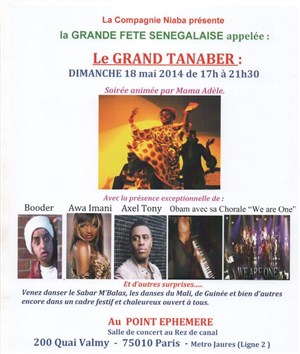Affiche de Grande soirée sénégalaise appelée Tanaber