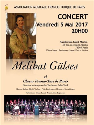 Affiche de Concert Melihat Gülses et Choeur Franco Turc de Paris