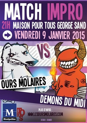Affiche de Match d'impro : Les Ours Molaires VS Les Démons du Midi