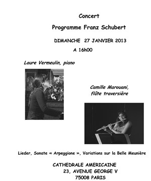 Affiche de Franz Schubert avec flûte traversière et piano