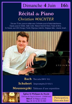 Affiche de Récital de Piano : Bach / Schubert / Moussorgski