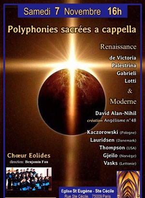 Affiche de Polyphonies sacrées a cappella : Renaissance & Moderne