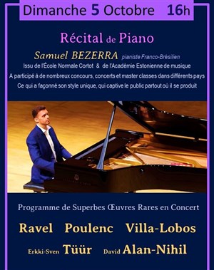 Affiche de Récital de Piano : Ravel / Poulenc / Villa-Lobos / Erkki-Sven / Tüür / Alan-Nihil