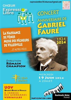 Affiche de Gabriel Fauré - Concert anniversaire