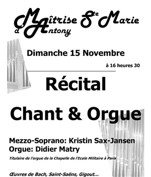 Affiche de Concert de l'Avent et de Noël, Mezzo soprano et orgue