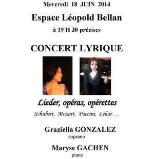 Affiche de Concert lyrique de Schubert à Lehar en passant par Mozart, Puccini