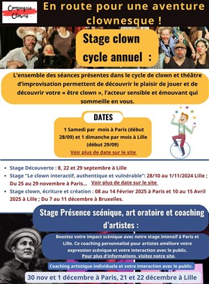 Affiche de Stage clown, cycle et théâtre d'impro : reconnectez-vous à votre art !