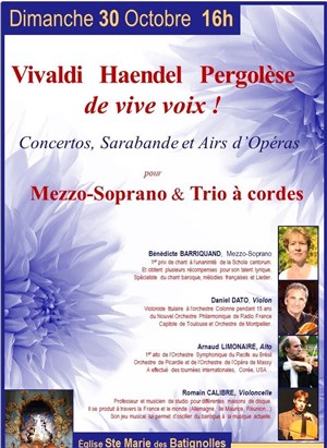 Affiche de Vivaldi / Haendel : Pergolèse de vive voix !