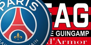 Affiche de J+1 : 100% foot L1 | PSG - Guingamp avec un joueur sur le plateau