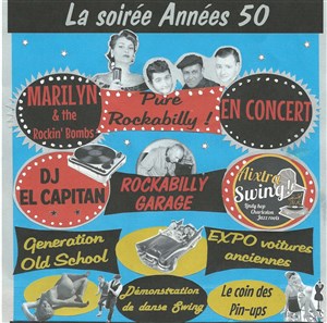 Affiche de Soirée 50's avec Marilyn & Rockin Bombs