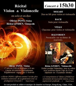 Affiche de Récital Violon & Violoncelle en solo et en duo