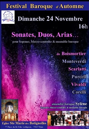 Affiche de Sonates, Duos... pour soprano, mezzo-contralto & orchestre