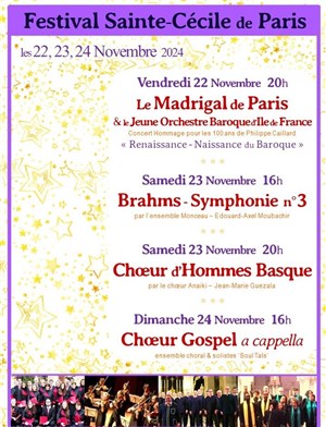 Affiche de Choeur Madrigal de Paris et le Jeune Orchestre Baroque d'Ile de France