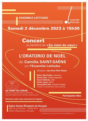 Affiche de Concert Oratorio de Noël : Camille St Saens (orchestre, solistes et choeur)