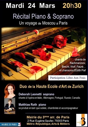 Affiche de Récital Piano et Soprano : Duo de la haute école d'art de Zurich
