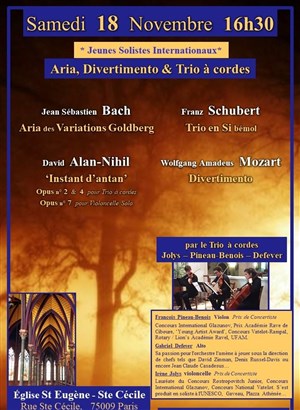 Affiche de Trio à cordes de Bach, Schubert, Alan-Nihil, Mozart