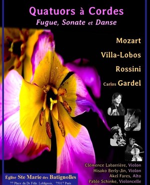 Affiche de Quatuors à Cordes : Mozart, Villa-Lobos, Rossini, Gardel