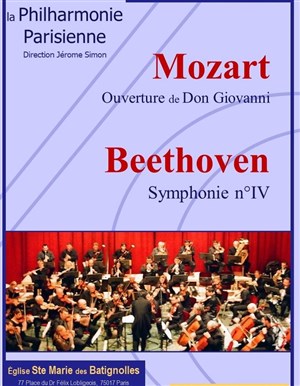 Affiche de Beethoven : Symphonie n° IV / Mozart : Ouverture de Don Giovanni