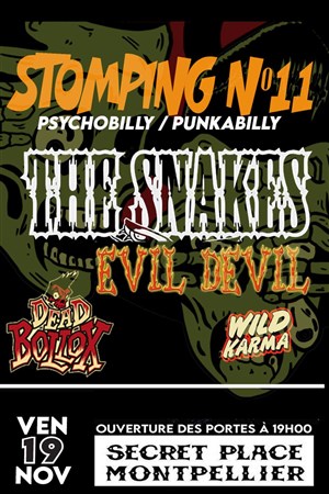 Affiche de Stomping n°11 J1 : The Snakes + Evil Devil + Dead Bollox + Wild Karma + DJ