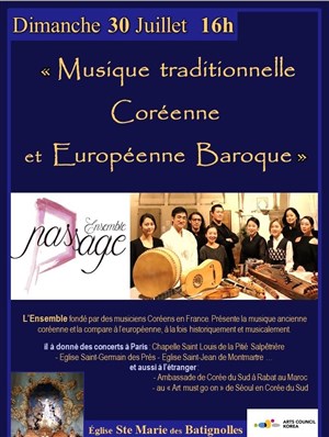 Affiche de Musiques traditionnelles Coréennes et Européennes Baroques