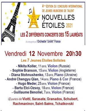 Affiche de Les 6 Jeunes Étoiles Solistes du 4ème concours Nouvelles Étoiles 2021