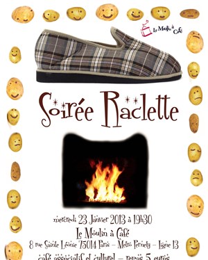 Affiche de Cendrillon et son Chausson vous invitent à une Soirée Raclette