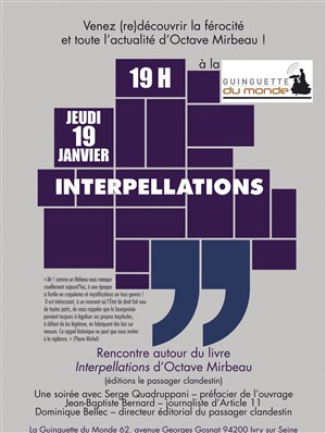 Affiche de Rencontre autour du livre "Interpellations" d'Octave Mirbeau