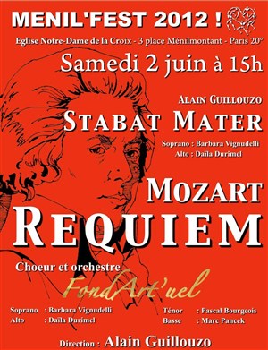 Affiche de Requiem de Mozart, Stabat Mater d'Alain Guillouzo - Menil'fest - Printemps de Ménilmontant