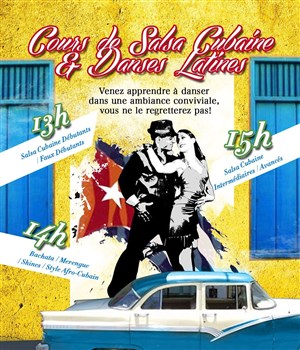 Affiche de 1 cours de salsa intermédiaire + 1 cours de danse latino-tropicales