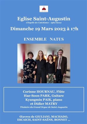 Affiche de Flûte, Guitare, Piano et Orgue à l'Eglise St-Augustin