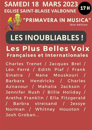Affiche de Les Inoubliables : Les plus belles voix françaises et internationales | Primavera in musica