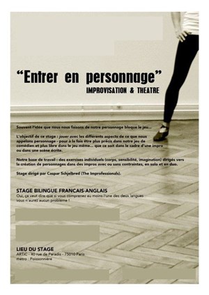 Affiche de Improvisation théâtre : entrer en personnage | Stage bilingue français-anglais